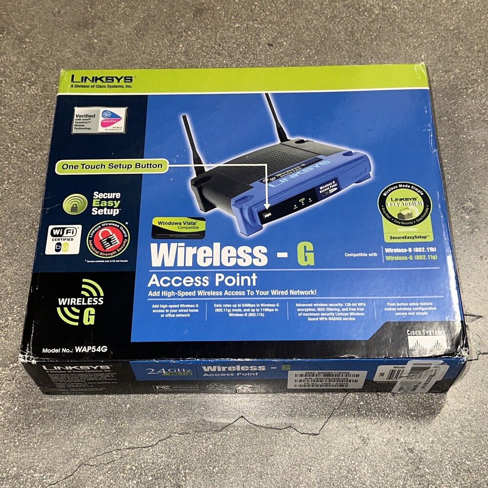 Linksys WRT54GS 54 Mbps 4-Port 10/100 Wireless G Router With E Cable - No Power